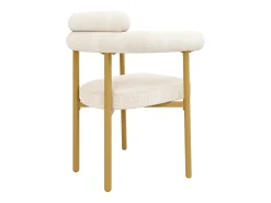 Juego de 2 sillas de comedor beige - Silla de comedor con respaldo y reposabrazos - ante - patas de metal dorado