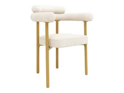 Juego de 2 sillas de comedor beige - Silla de comedor con respaldo y reposabrazos - ante - patas de metal dorado