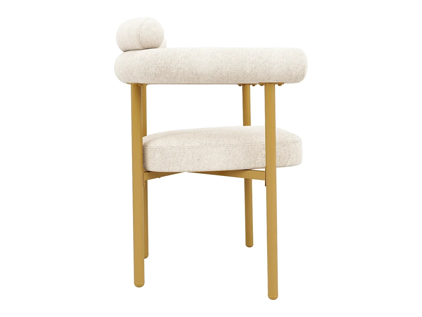Juego de 2 sillas de comedor beige - Silla de comedor con respaldo y reposabrazos - ante - patas de metal dorado