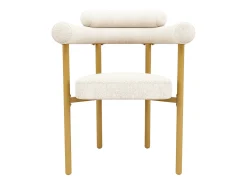 Juego de 2 sillas de comedor beige - Silla de comedor con respaldo y reposabrazos - ante - patas de metal dorado