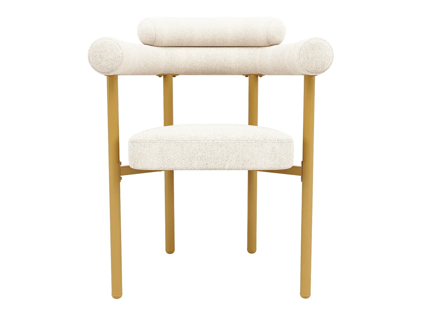 Juego de 2 sillas de comedor beige - Silla de comedor con respaldo y reposabrazos - ante - patas de metal dorado
