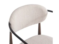 Juego de 2 sillas de comedor, lino beige, diseño ergonómico, patas ajustables