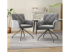 Juego de 6 sillas de comedor de terciopelo - 85 x 49 x 49 cm - Sillón tapizado con 4 patas de metal - con soporte lumbar - Gris