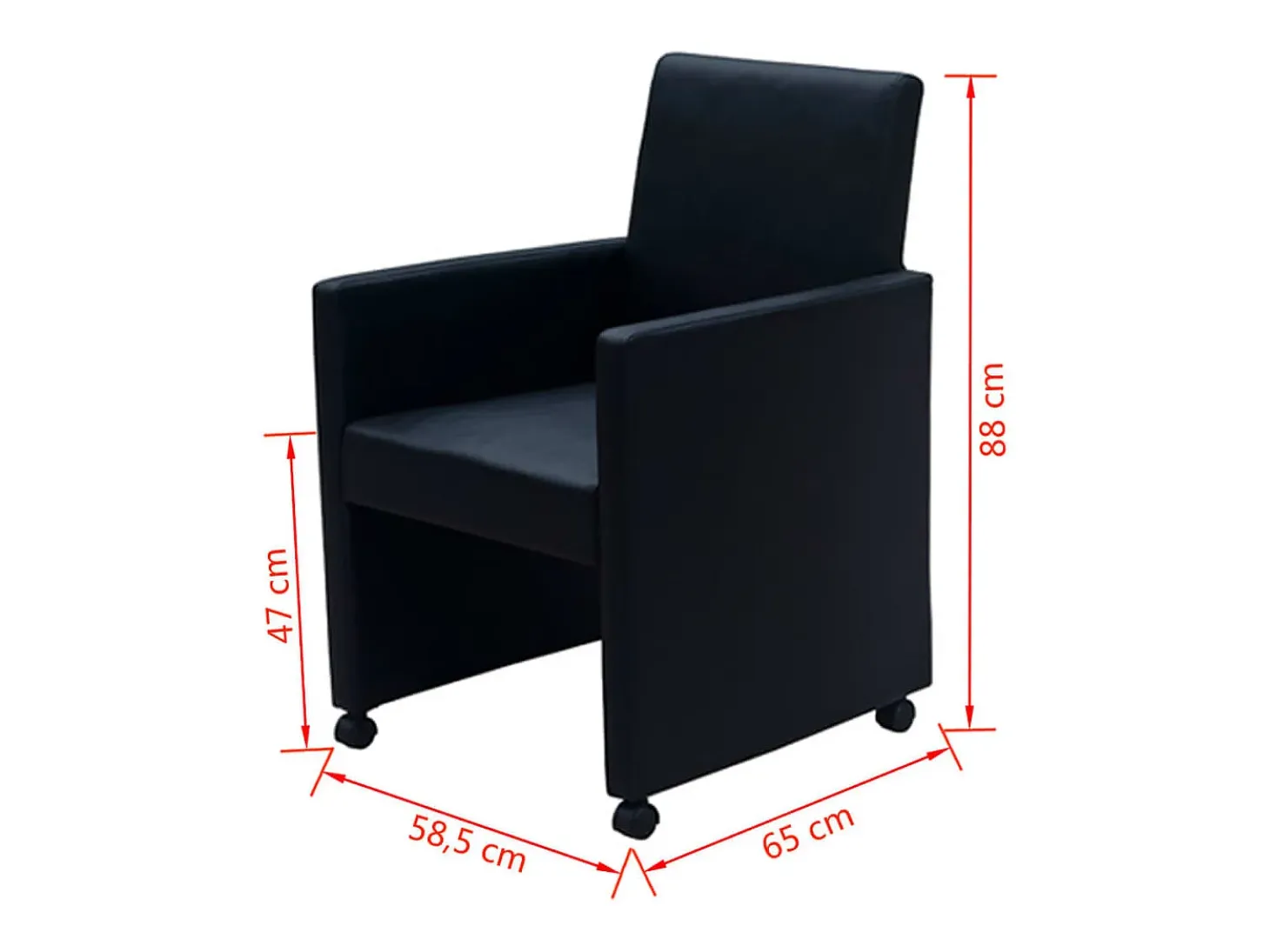 Juego de 4 sillas de comedor de piel sintética negra