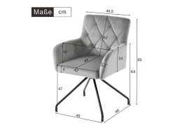 Juego de 2 sillas de comedor - terciopelo gris claro - respaldo curvo y patas de metal - para sala de estar y dormitorio