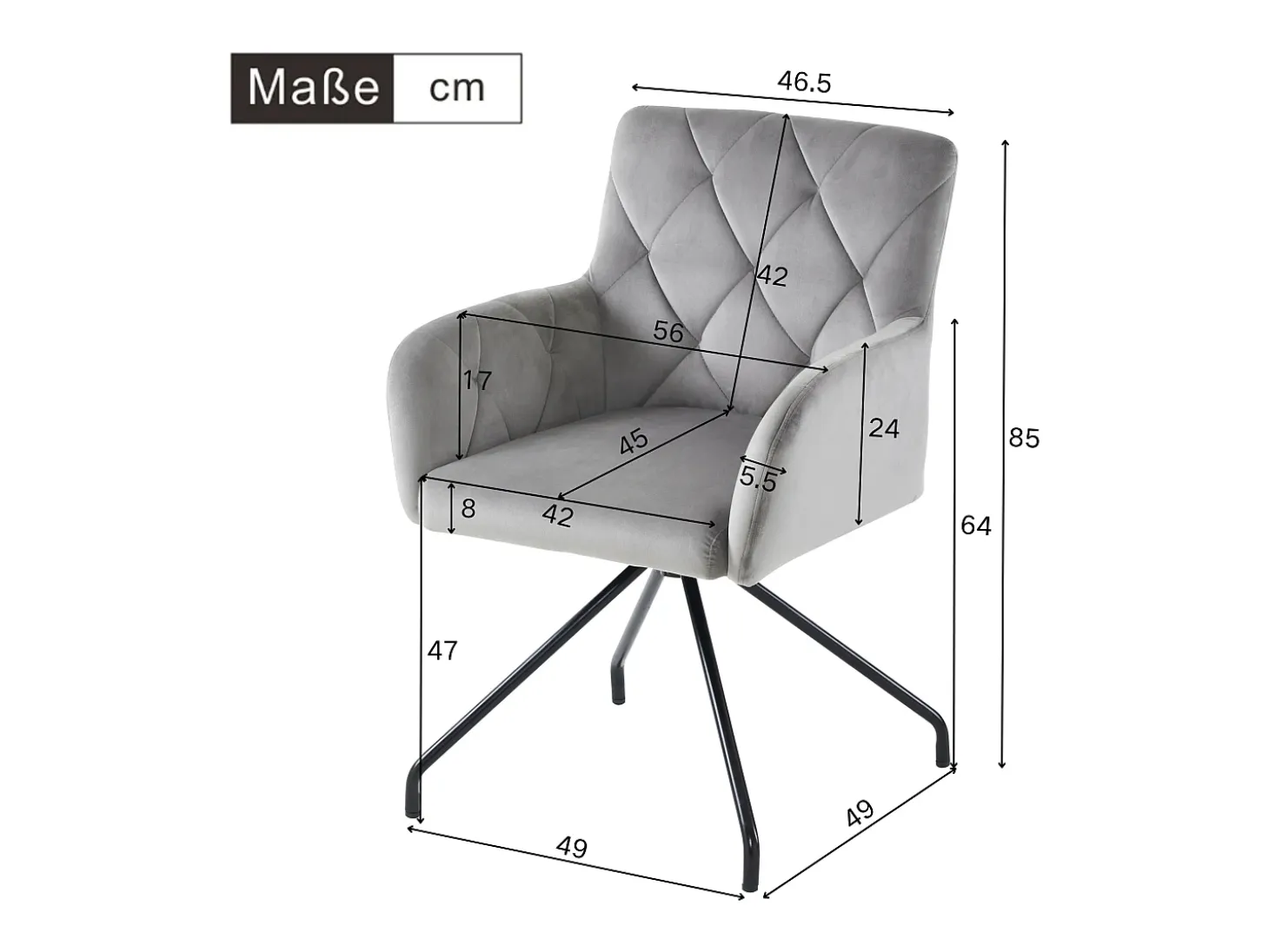 Juego de 2 sillas de comedor - terciopelo gris claro - respaldo curvo y patas de metal - para sala de estar y dormitorio