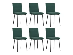 Juego de 6 sillas de comedor de terciopelo verde oscuro