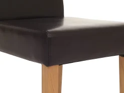 Juego de 6 sillas de comedor Littau de piel sintética, polipiel, marrón, patas claras