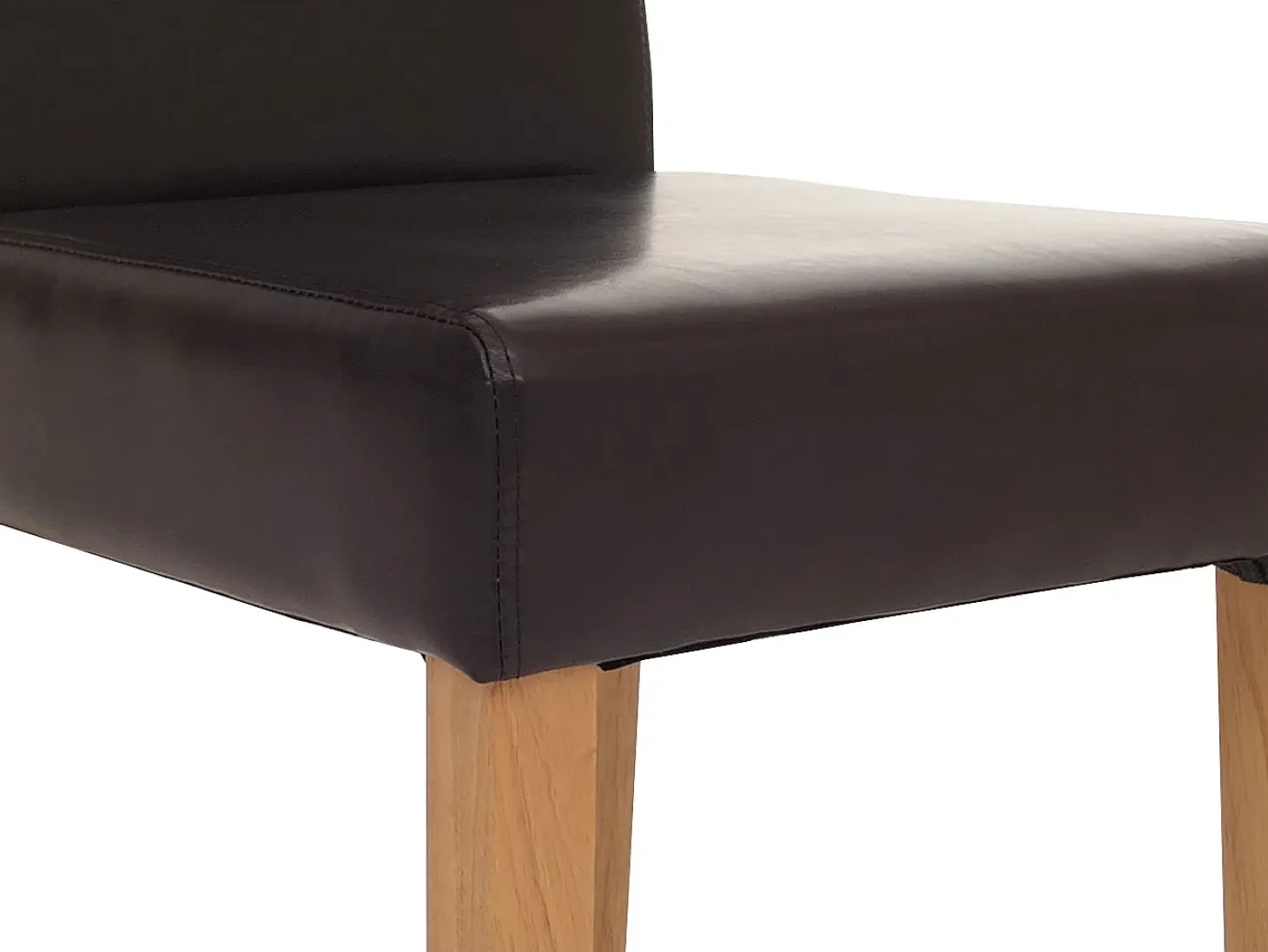 Juego de 6 sillas de comedor Littau de piel sintética, polipiel, marrón, patas claras