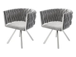 Juego de 2 sillas de comedor de terciopelo, silla giratoria de lujo para sala de estar y dormitorio, con patas de metal (62 x 60 x 57 cm)
