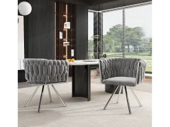 Juego de 2 sillas de comedor de terciopelo, silla giratoria de lujo para sala de estar y dormitorio, con patas de metal (62 x 60 x 57 cm)