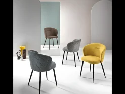 Juego de 2 sillas de comedor "Claris" en tejido marrón acolchado cm 56x55 78h