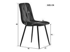 Juego de 4 sillas de comedor - Silla de comedor de terciopelo negro - Con patas y respaldo de metal