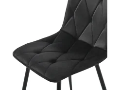 Juego de 4 sillas de comedor - Silla de comedor de terciopelo negro - Con patas y respaldo de metal