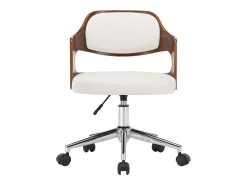 Juego de 2 Sillas de comedor giratorias madera curvada cuero blanco ES412172