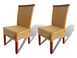 Juego de 2 Sillas de comedor ratán natural marrón ES172392