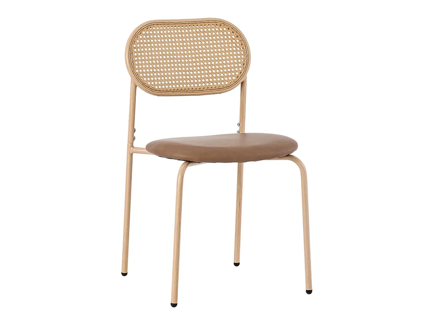 Juego de 6 sillas de comedor, silla de ocio de terciopelo, con patas de metal, ratán, color marrón