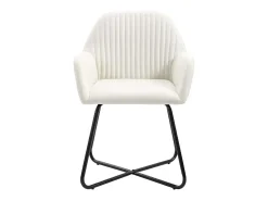Juego de 2 sillas de comedor de tela color crema