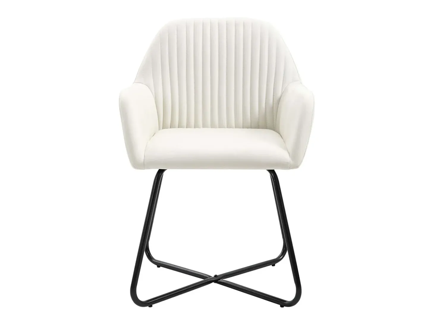 Juego de 2 sillas de comedor de tela color crema