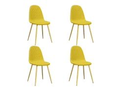 Juego de 4 Sillas de comedor terciopelo amarillo mostaza ES789958