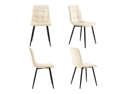 Juego de 4 sillas de comedor, beige, diseño de silla tapizada con respaldo, terciopelo, estructura de metal