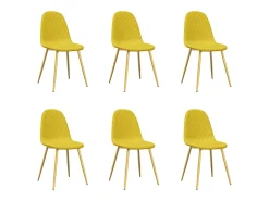 Juego de 6 sillas de comedor de terciopelo amarillo mostaza