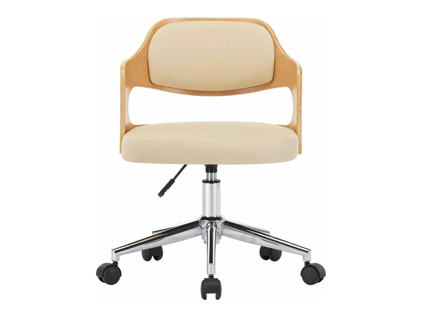 Juego de 2 Sillas de comedor giratorias madera curvada cuero crema ES259281