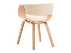 Juego de 2 sillas de comedor de madera curvada color crema y piel sintética.