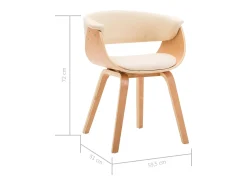 Juego de 2 sillas de comedor de madera curvada color crema y piel sintética.