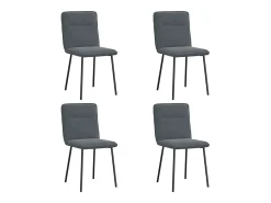 Juego de 4 sillas de comedor en terciopelo gris oscuro