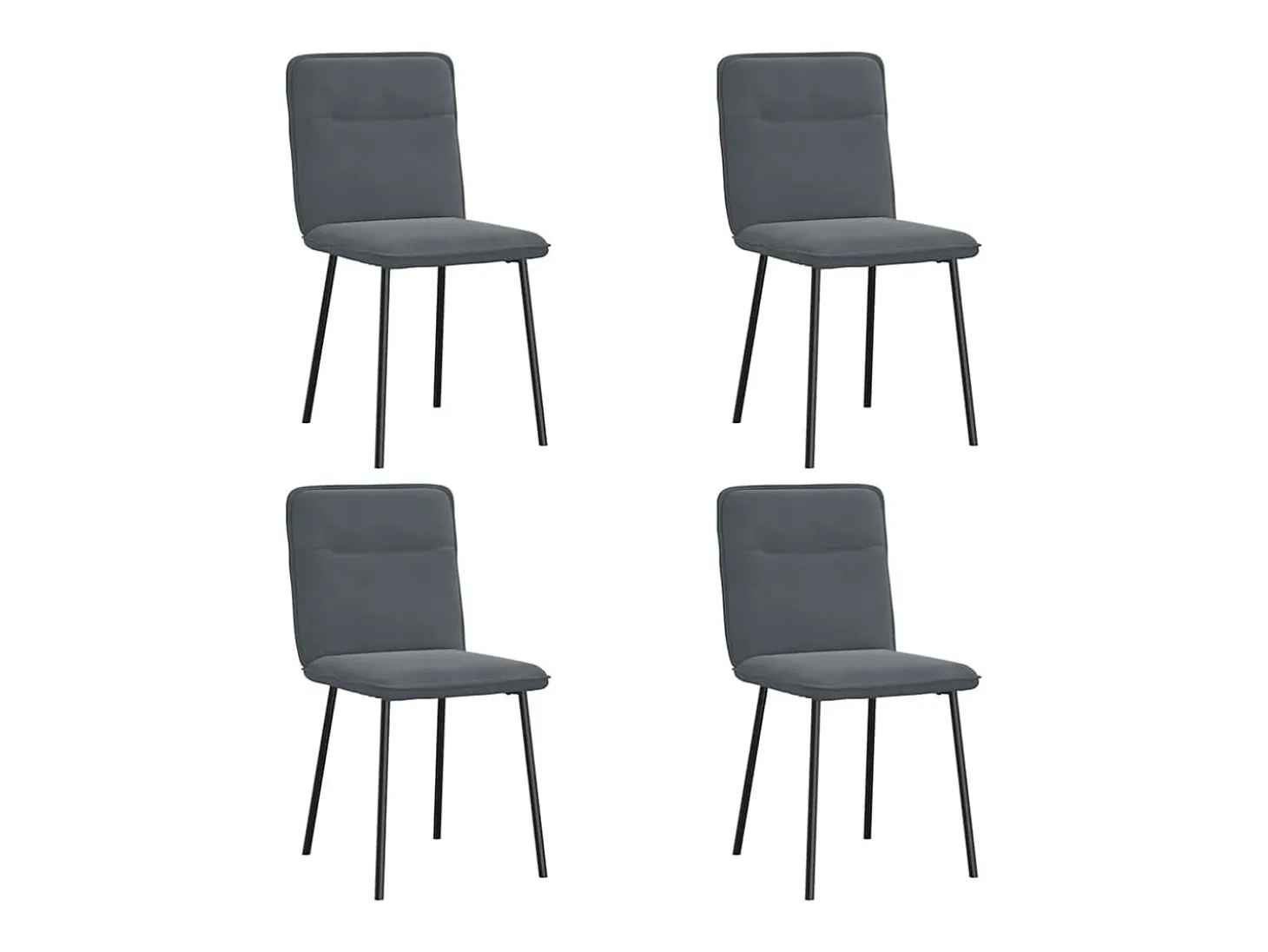 Juego de 4 sillas de comedor en terciopelo gris oscuro