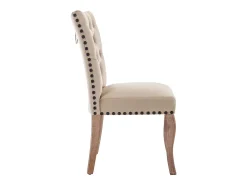 Juego de 4 sillas de comedor - silla de comedor de terciopelo color camel - con respaldo acolchado y patas de madera