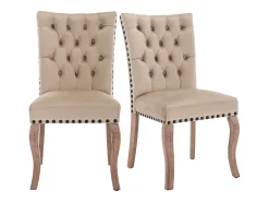 Juego de 4 sillas de comedor - silla de comedor de terciopelo color camel - con respaldo acolchado y patas de madera
