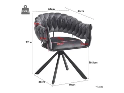 Juego de 6 sillas de comedor de terciopelo gris con respaldo tapizado y patas metálicas en forma de garra