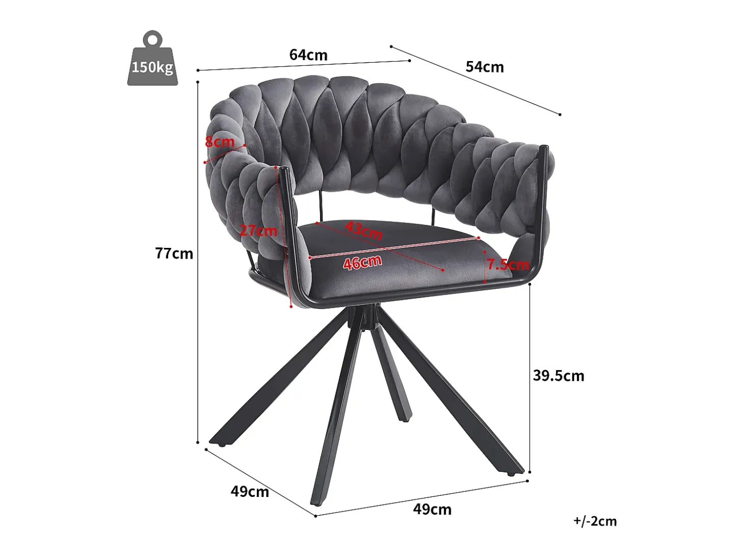 Juego de 6 sillas de comedor de terciopelo gris con respaldo tapizado y patas metálicas en forma de garra