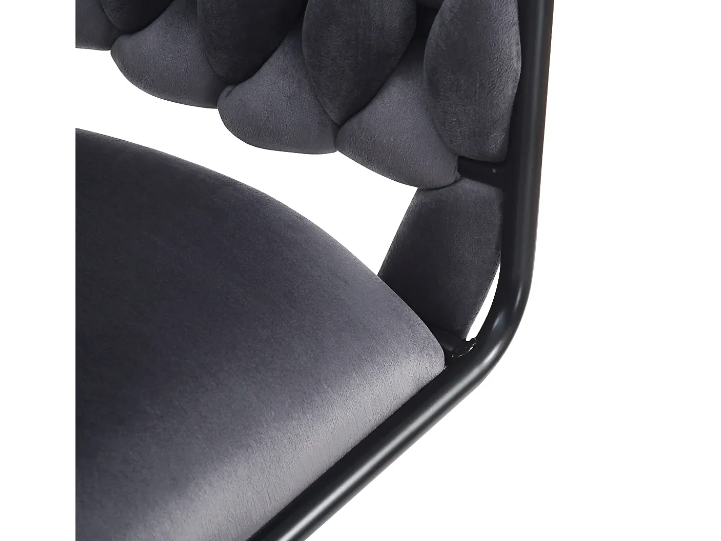 Juego de 6 sillas de comedor de terciopelo gris con respaldo tapizado y patas metálicas en forma de garra