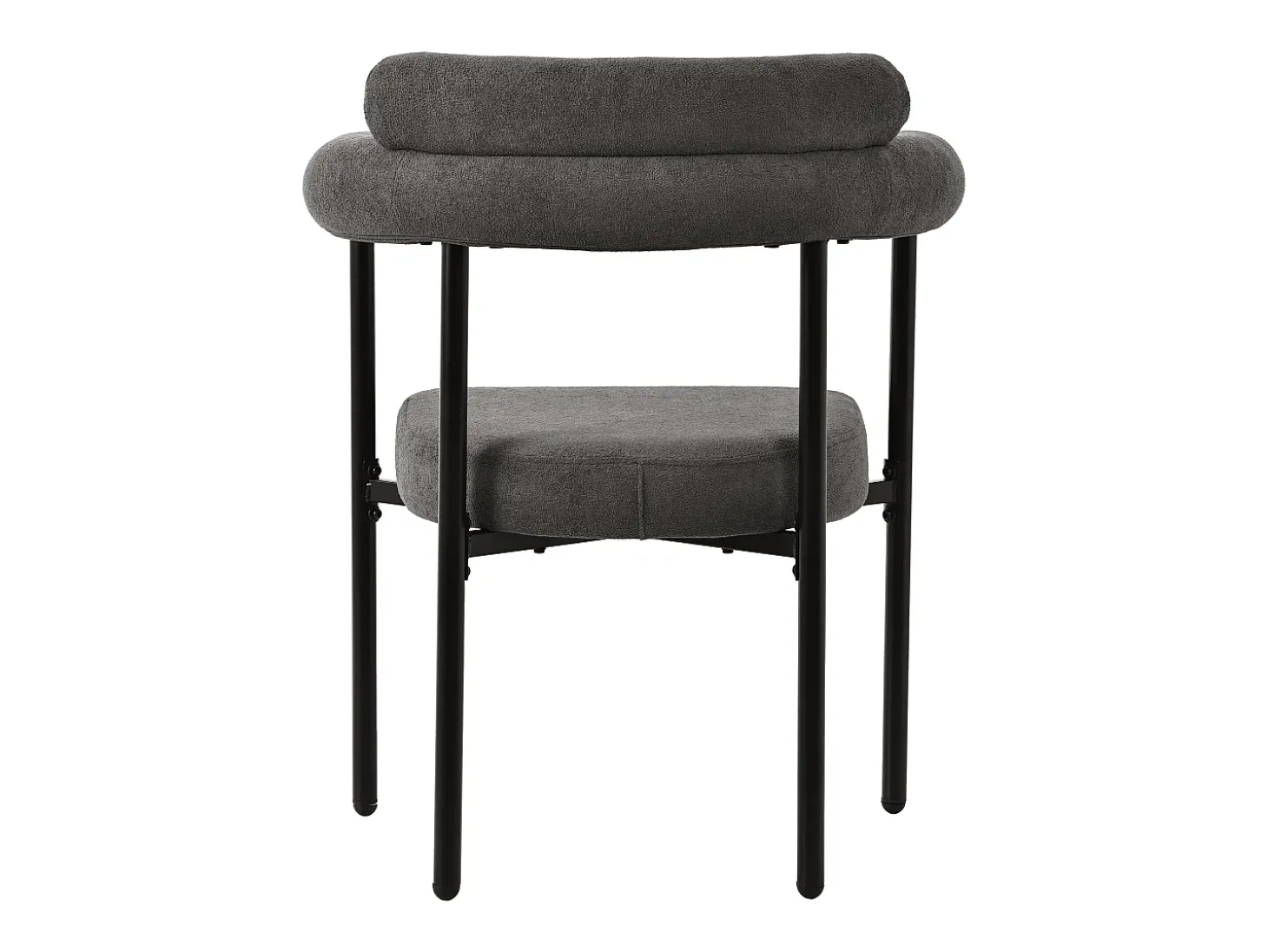 Juego de 2 sillas de comedor con respaldo en aro y reposabrazos - tejido de felpa gris oscuro