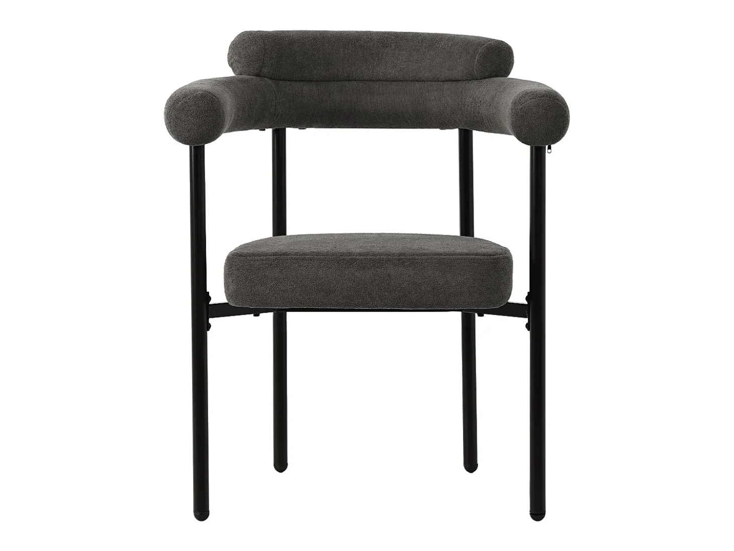 Juego de 2 sillas de comedor con respaldo en aro y reposabrazos - tejido de felpa gris oscuro