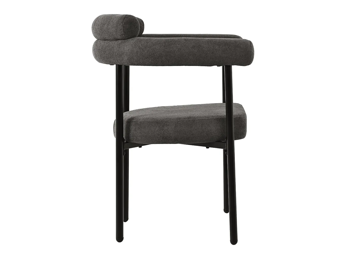 Juego de 2 sillas de comedor con respaldo en aro y reposabrazos - tejido de felpa gris oscuro