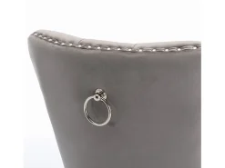 Juego de 2 sillas de comedor en terciopelo gris con respaldo acolchado y patas de metal plateado