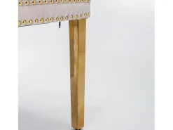 Juego de 2 sillas de comedor en terciopelo beige con respaldo acolchado y patas de metal dorado