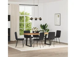 Juego de 6 sillas de comedor de piel sintética negra