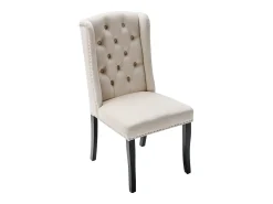 Juego de 2 sillas de comedor tapizadas en terciopelo - 49 x 61 x 100 cm - patas de roble - para dormitorio y sala de estar - beige