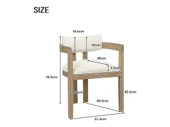 Juego de 4 sillas de comedor de madera maciza - 57,5 x 60,5 x 78,5 cm - estilo moderno - lino - natural