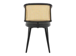 Juego de 6 sillas de comedor de terciopelo y ratán con patas de metal imitación madera – gris