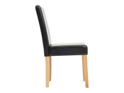 Juego de 6 sillas de comedor Littau de piel sintética, polipiel, negra, patas claras