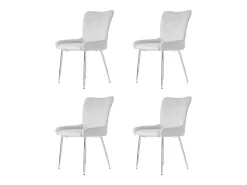Juego de 4 sillas de comedor - terciopelo gris - con respaldo y patas de metal - para sala y comedor
