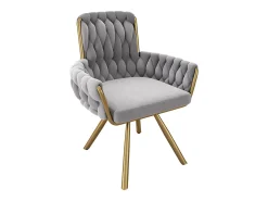 Juego de 4 sillas de comedor de terciopelo, sillón giratorio, diseño moderno, estructura de metal, gris (L 64,77 x An 63,5 x Al 50,8 cm)