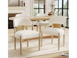 Juego de 6 sillas de comedor de madera maciza - 58 x 58 x 78 cm - estilo moderno - transpirable - acabado rizado - natural