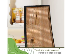 Juego de 2 sillas de comedor de ratán, sillas auxiliares de madera, sillas de comedor, color negro